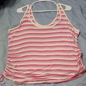 Torrid 2 Striped Pink and White Tank Top